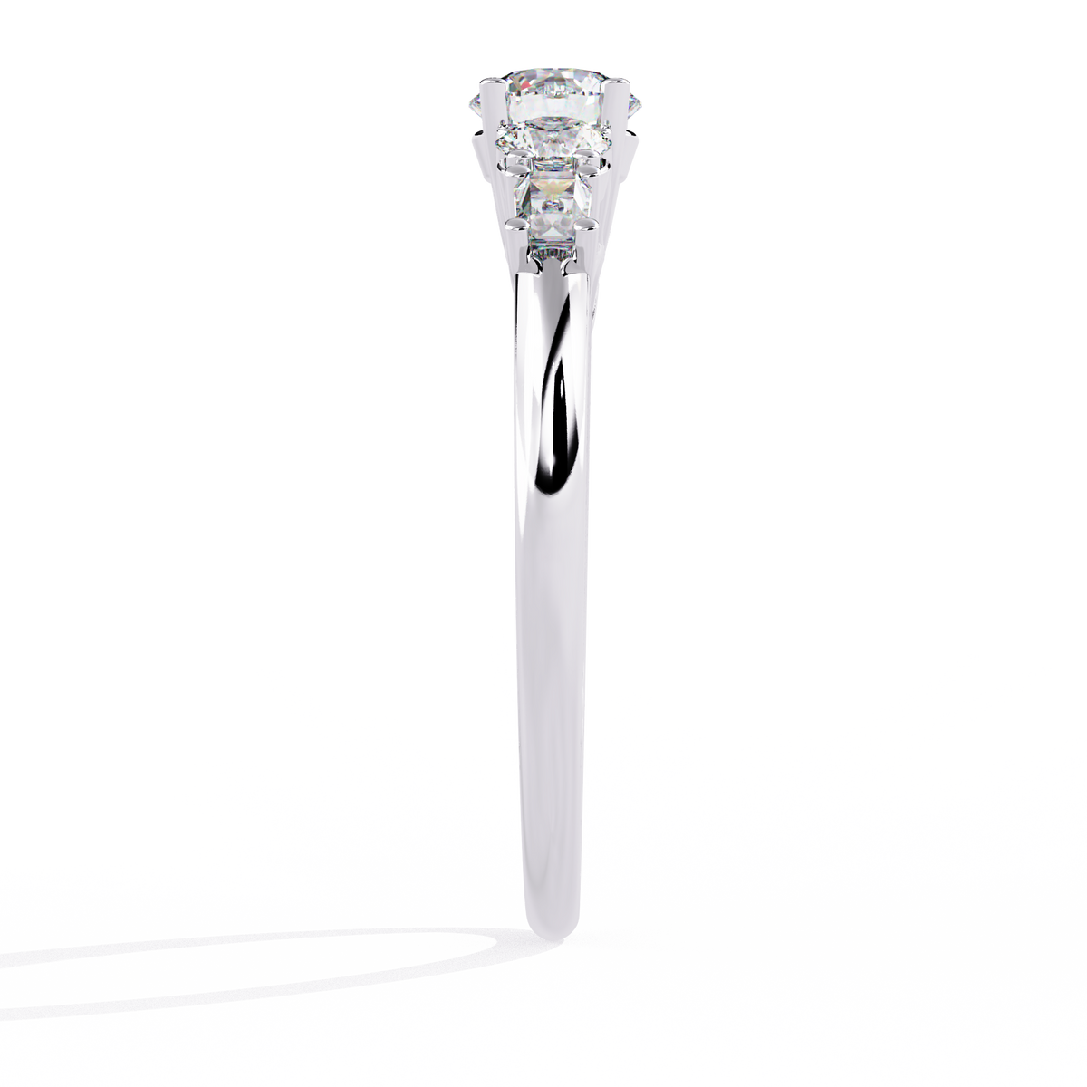 Round And Baguette Cut Lab Grown Diamond Stunning Perfect Every Day 5 Stone Ring For Her - HIGHCARAT DIAMONDS
