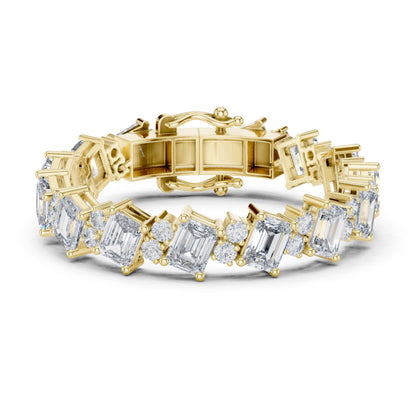 28.58 CT Emerald And Round Cut Diamond Elegant Minimalist Vintage Handmade Dainty Tennis Wedding Bracelet Gift For Women's - HIGHCARAT DIAMONDS