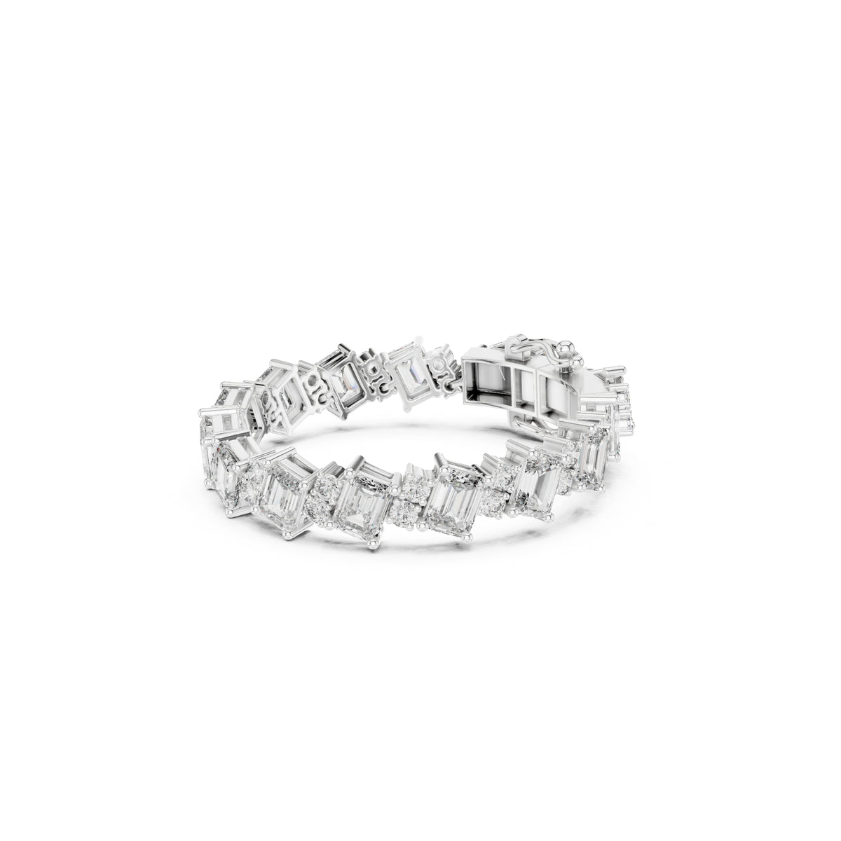 28.58 CT Emerald And Round Cut Diamond Elegant Minimalist Vintage Handmade Dainty Tennis Wedding Bracelet Gift For Women's - HIGHCARAT DIAMONDS