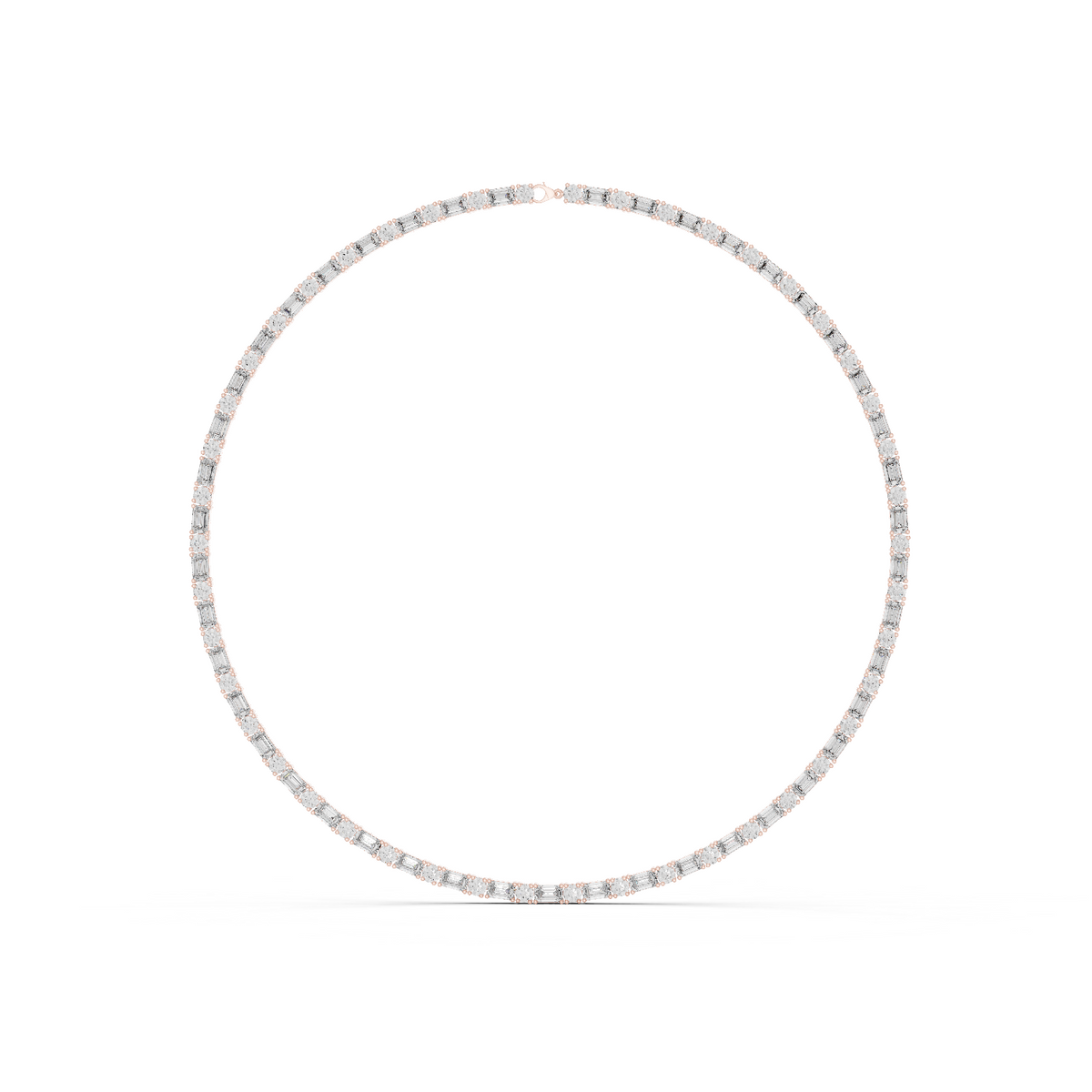 Round & Emerald Cut Lab Grown 10k Solid Gold Vintage Unique Diamond Necklace For Her - HIGHCARAT DIAMONDS