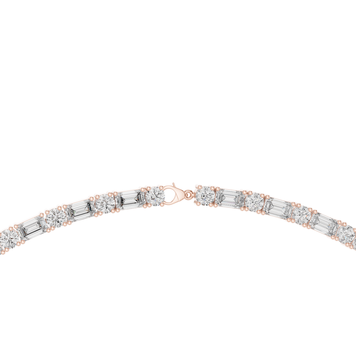 Round & Emerald Cut Lab Grown 10k Solid Gold Vintage Unique Diamond Necklace For Her - HIGHCARAT DIAMONDS