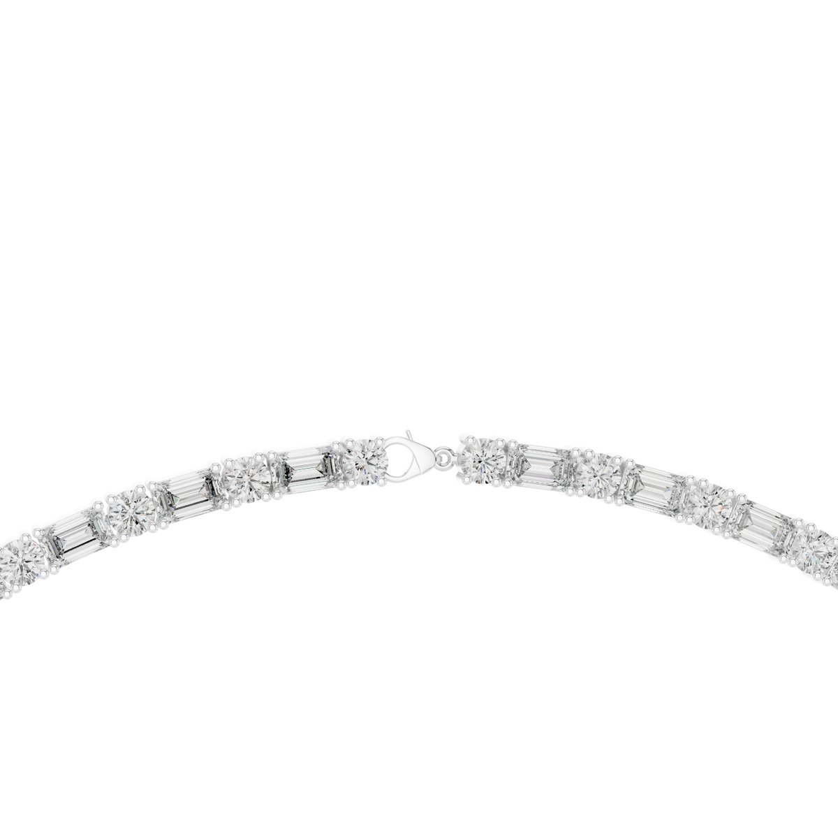Round & Emerald Cut Lab Grown 10k Solid Gold Vintage Unique Diamond Necklace For Her - HIGHCARAT DIAMONDS