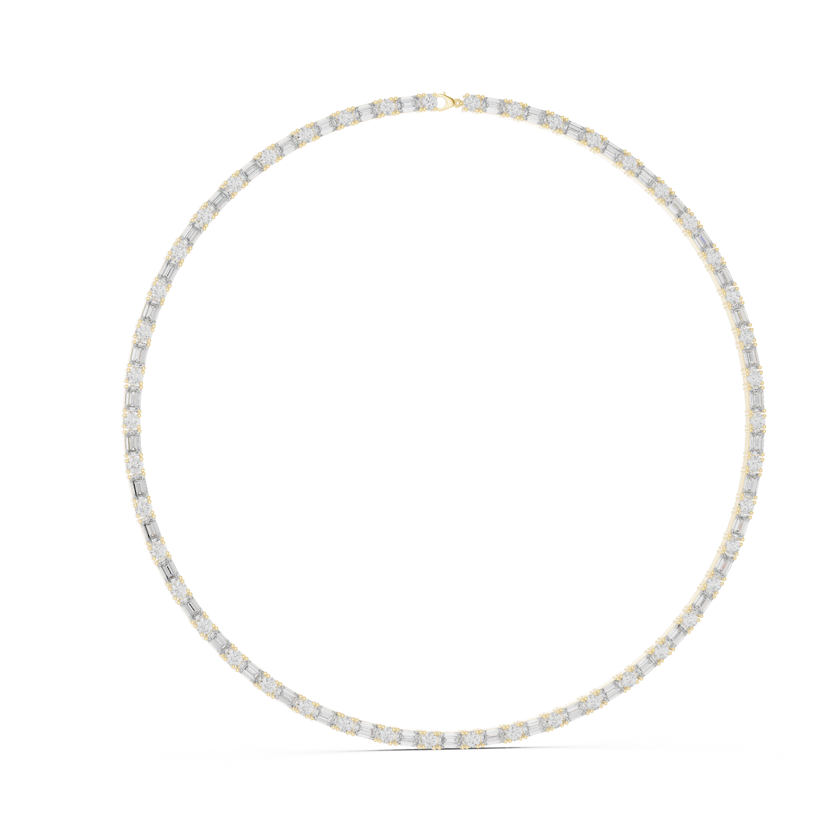 Round & Emerald Cut Lab Grown 10k Solid Gold Vintage Unique Diamond Necklace For Her - HIGHCARAT DIAMONDS