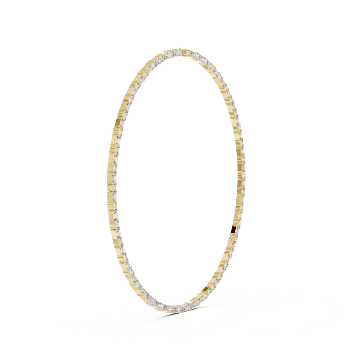 Round & Emerald Cut Lab Grown 10k Solid Gold Vintage Unique Diamond Necklace For Her - HIGHCARAT DIAMONDS