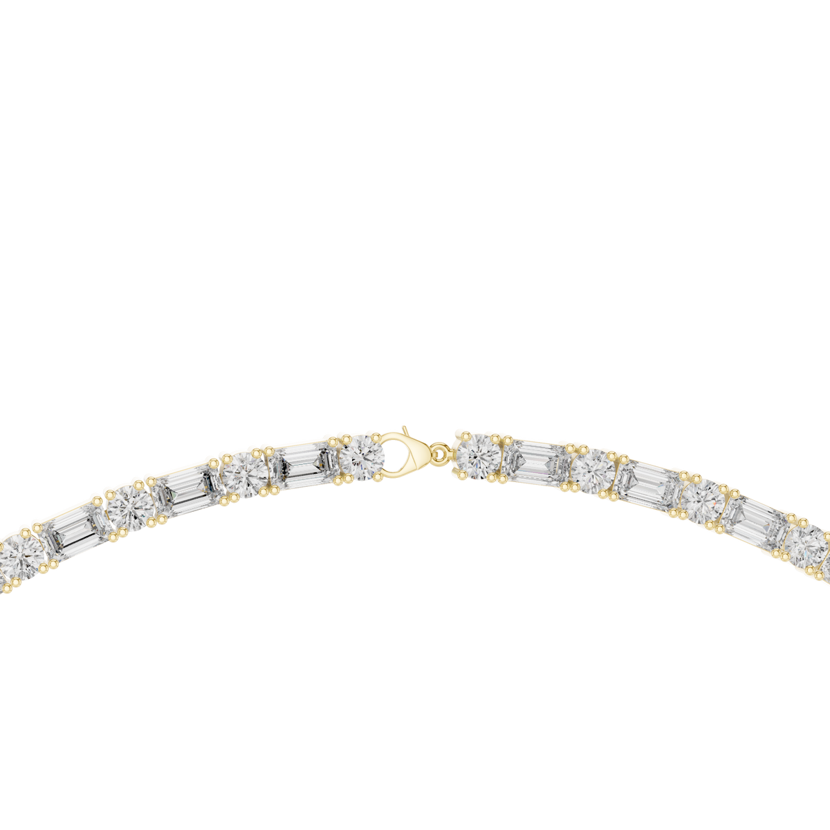 Round & Emerald Cut Lab Grown 10k Solid Gold Vintage Unique Diamond Necklace For Her - HIGHCARAT DIAMONDS