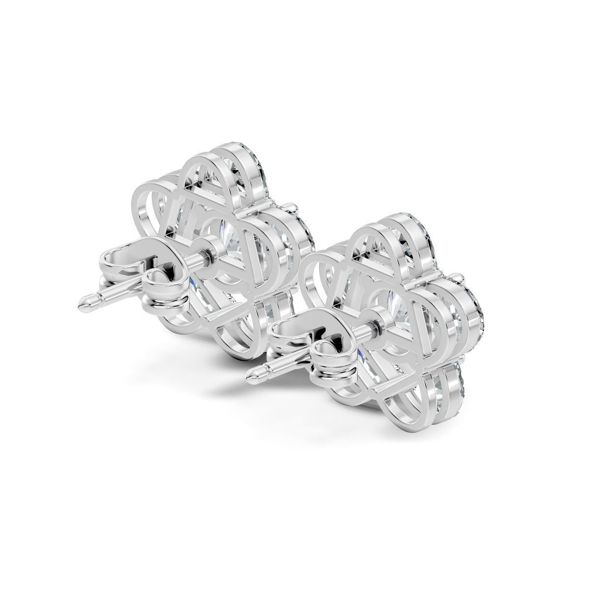 Halfmoon Antique Cut Diamond Stud Earrings Round Lab Grown luxury Stud Earring Perfect Gift For Her - HIGHCARAT DIAMONDS
