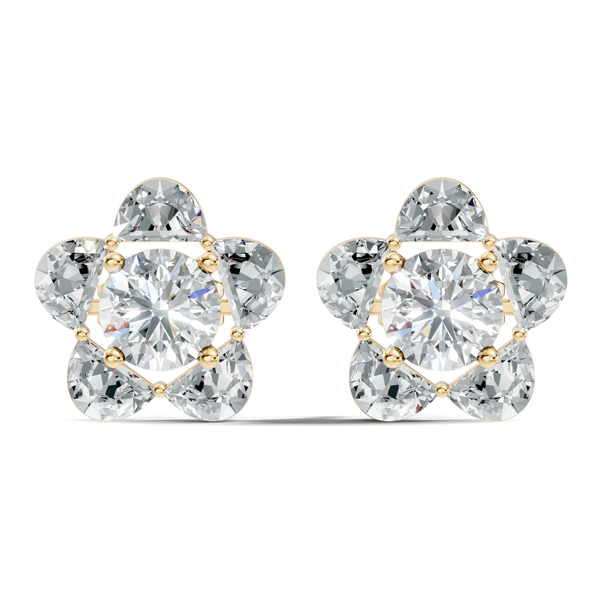 Halfmoon Antique Cut Diamond Stud Earrings Round Lab Grown luxury Stud Earring Perfect Gift For Her - HIGHCARAT DIAMONDS