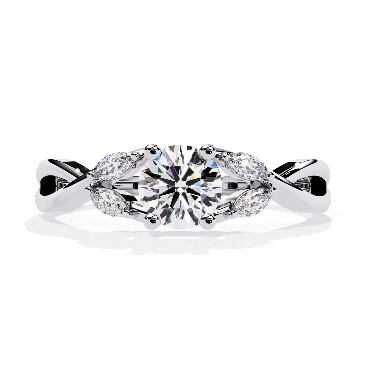 Round and Marquise Cut Lab Grown Diamond Handcrafted Promise Ring For Women's - HIGHCARAT DIAMONDS