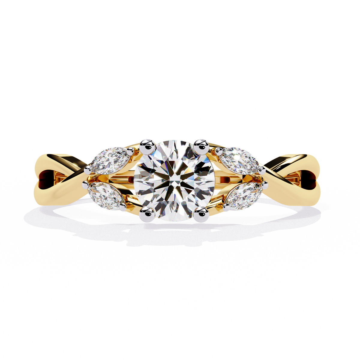 Round and Marquise Cut Lab Grown Diamond Handcrafted Promise Ring For Women's - HIGHCARAT DIAMONDS