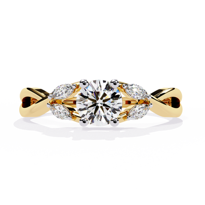 Round and Marquise Cut Lab Grown Diamond Handcrafted Promise Ring For Women's - HIGHCARAT DIAMONDS