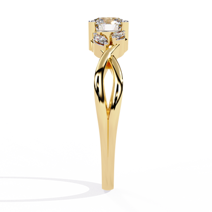 Round and Marquise Cut Lab Grown Diamond Handcrafted Promise Ring For Women's - HIGHCARAT DIAMONDS