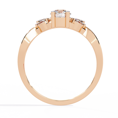 Round and Marquise Cut Lab Grown Diamond Handcrafted Promise Ring For Women's - HIGHCARAT DIAMONDS