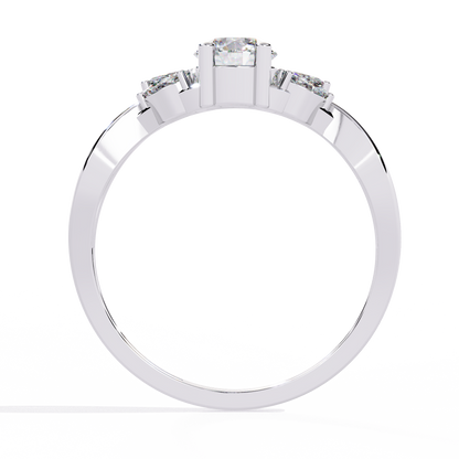 Round and Marquise Cut Lab Grown Diamond Handcrafted Promise Ring For Women's - HIGHCARAT DIAMONDS