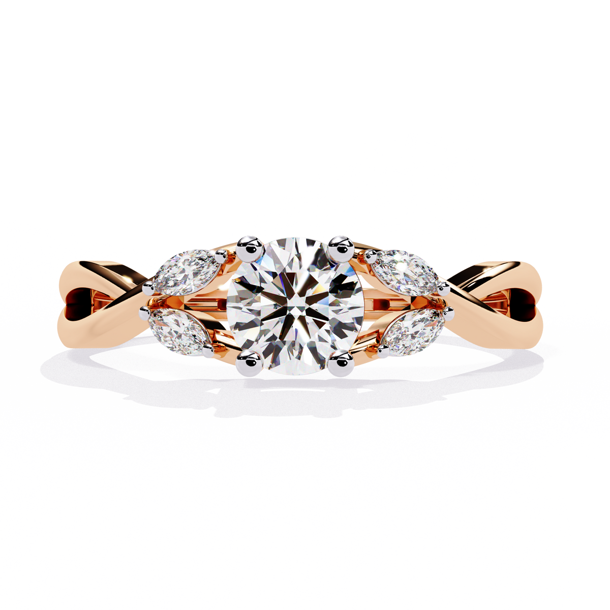 Round and Marquise Cut Lab Grown Diamond Handcrafted Promise Ring For Women's - HIGHCARAT DIAMONDS
