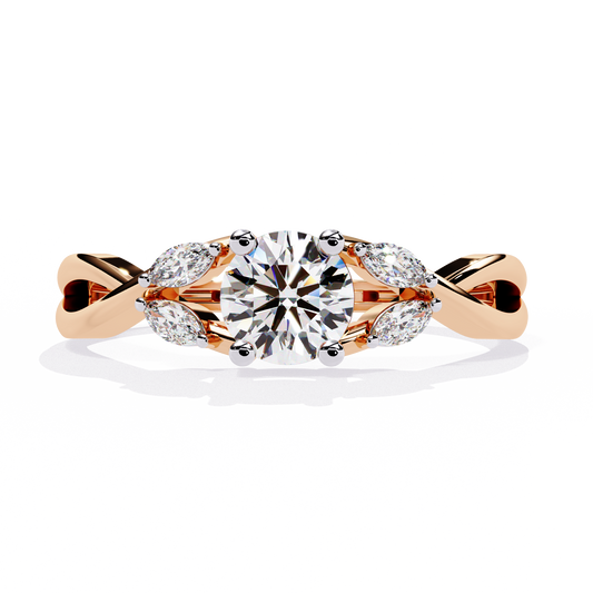 Round and Marquise Cut Lab Grown Diamond Handcrafted Promise Ring For Women's - HIGHCARAT DIAMONDS