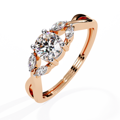 Round and Marquise Cut Lab Grown Diamond Handcrafted Promise Ring For Women's - HIGHCARAT DIAMONDS