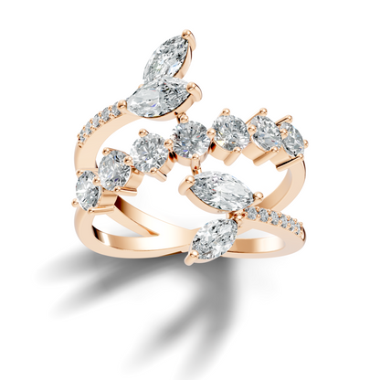 2.51Ct Round and Marquise Cut Lab Grown Diamond Vintage Delicate Classic Wedding Ring For Her - HIGHCARAT DIAMONDS