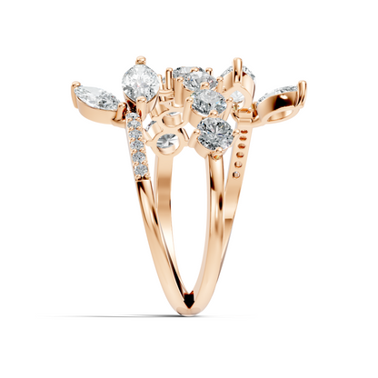 2.51Ct Round and Marquise Cut Lab Grown Diamond Vintage Delicate Classic Wedding Ring For Her - HIGHCARAT DIAMONDS