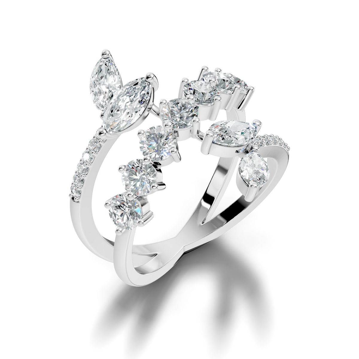 2.51Ct Round and Marquise Cut Lab Grown Diamond Vintage Delicate Classic Wedding Ring For Her - HIGHCARAT DIAMONDS
