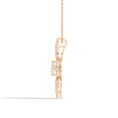 Princess Cut Lab-Grown Diamond Pendant Vintage Floral 14K Rose Gold Necklace - HIGHCARAT DIAMONDS