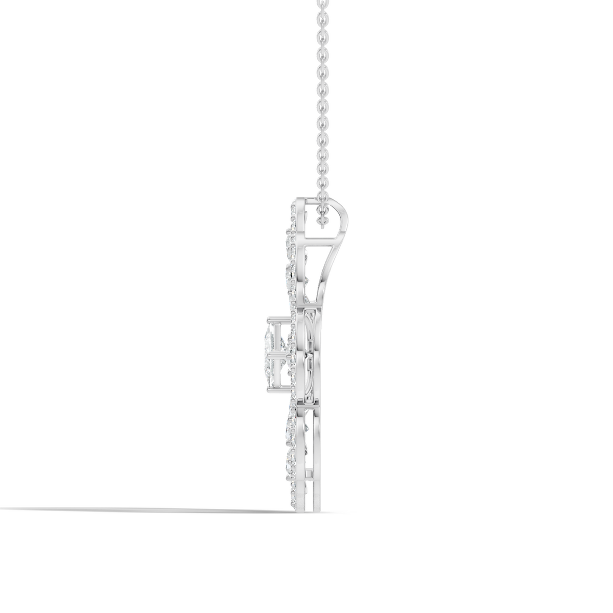 Princess Cut Lab-Grown Diamond Pendant Vintage Floral 14K Rose Gold Necklace - HIGHCARAT DIAMONDS