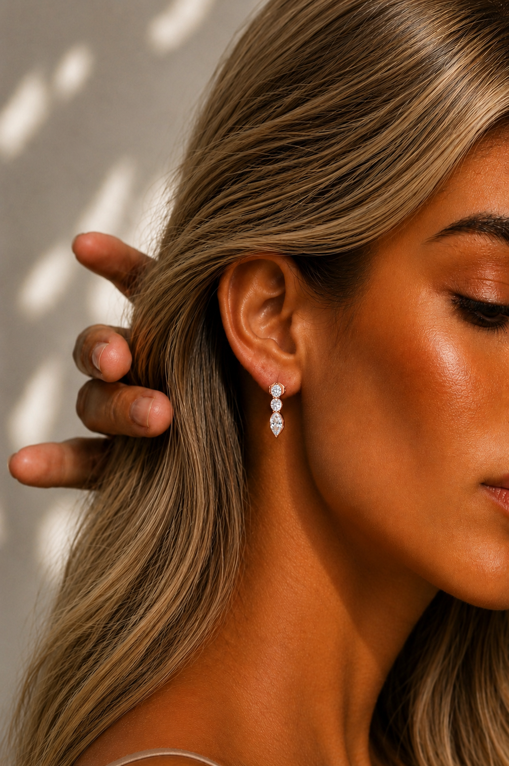 Round and Pear Cut Lab Grown Diamond Drop Earring - HIGHCARAT DIAMONDS #wearthelook