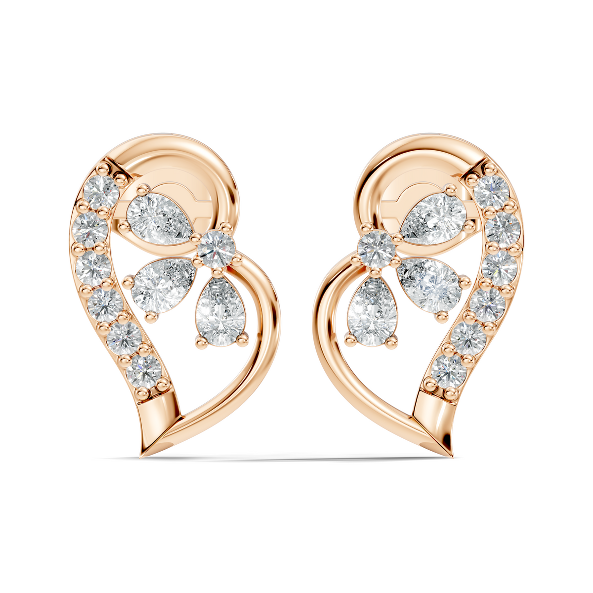 Round And Pear Shape Lab Grown Lab Grown & Natural Diamond  Unique  Style Earrings For Her - HIGHCARAT DIAMONDS