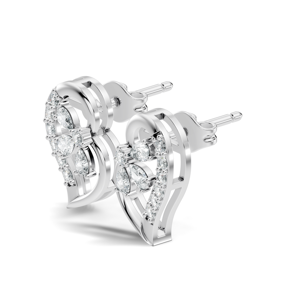 Round And Pear Shape Lab Grown Lab Grown & Natural Diamond  Unique  Style Earrings For Her - HIGHCARAT DIAMONDS