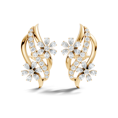 3.80 Ct Pear & Round Shapes Elegance Unique 18k Solid Gold Diamond Earrings For Her - HIGHCARAT DIAMONDS
