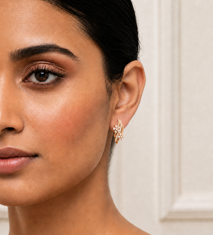 Round and Pear Lab-Grown Diamond Push Back Stud Earring - HIGHCARAT DIAMONDS