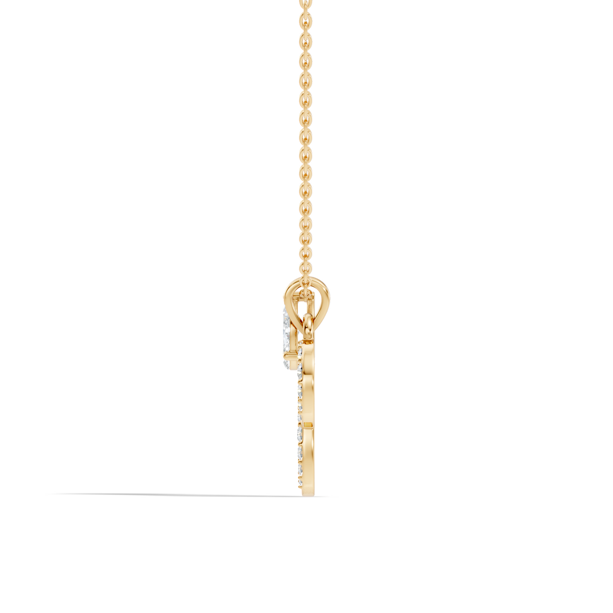 Round cut Lab Grown Diamond P Initial Letter Pendant - HIGHCARAT DIAMONDS