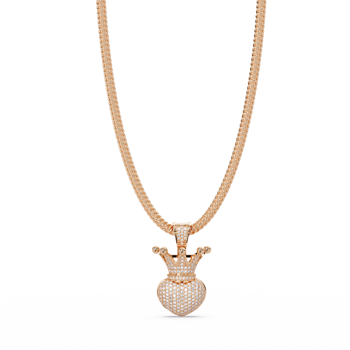 Royal Crown Heart Lab Grown Diamond Pendant Necklace - HIGHCARAT DIAMONDS