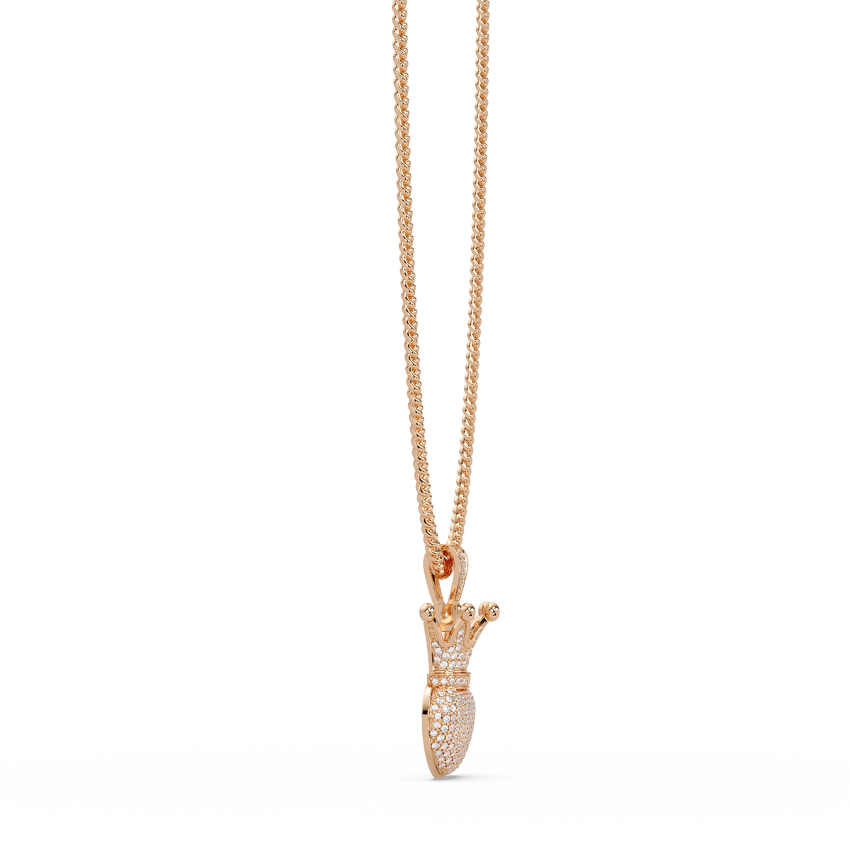 Royal Crown Heart Lab Grown Diamond Pendant Necklace - HIGHCARAT DIAMONDS