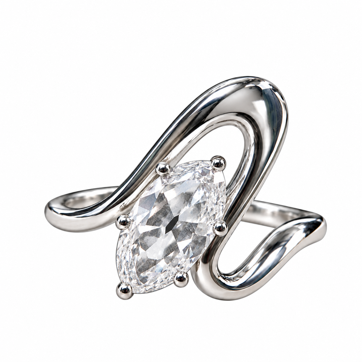 Marquise Wave Cut Lab Grown Diamond Ring