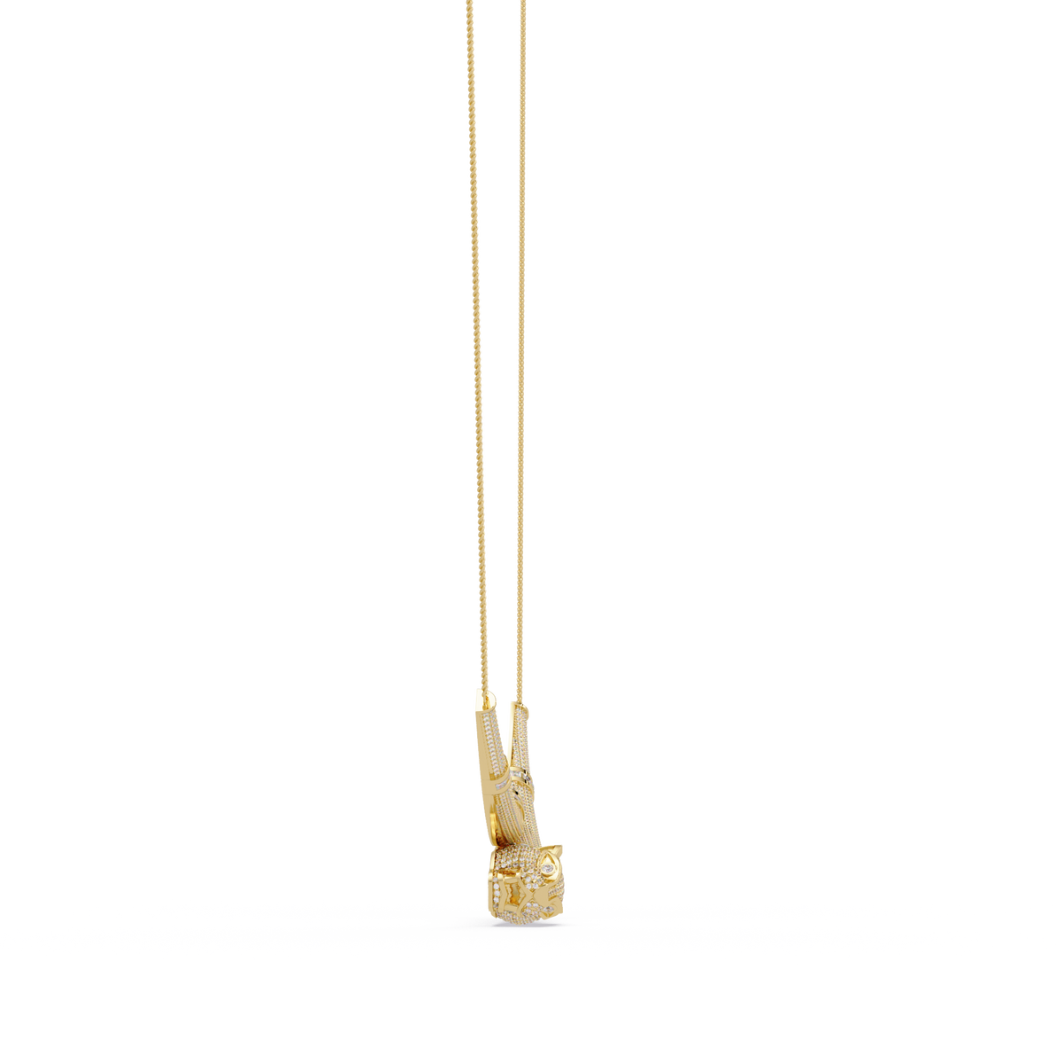 Signature 14K Gold Lab Grown Diamond Panther Necklace pendant - HIGHCARAT DIAMONDS