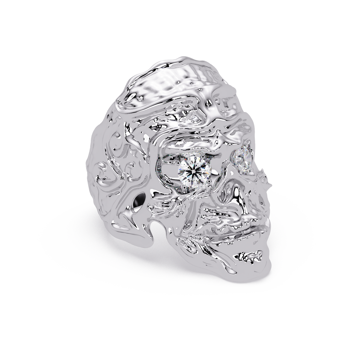 Skull Face Lab Grown Diamond Eye Statement Ring - HIGHCARAT DIAMONDS
