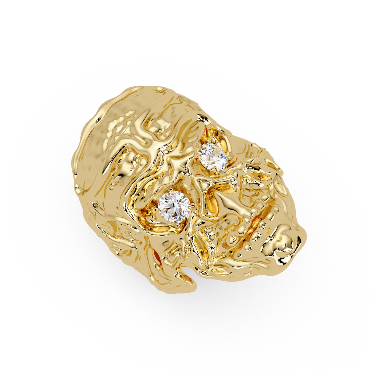 Skull Face Lab Grown Diamond Eye Statement Ring - HIGHCARAT DIAMONDS