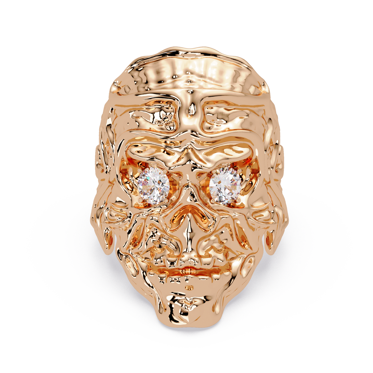 Skull Face Lab Grown Diamond Eye Statement Ring - HIGHCARAT DIAMONDS