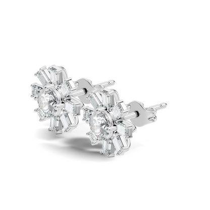 Emerald & Round Shape 10k Solid Gold Lab Grown Diamond Very Dazzling Vintage Diamond Earrings For Her - HIGHCARAT DIAMONDS