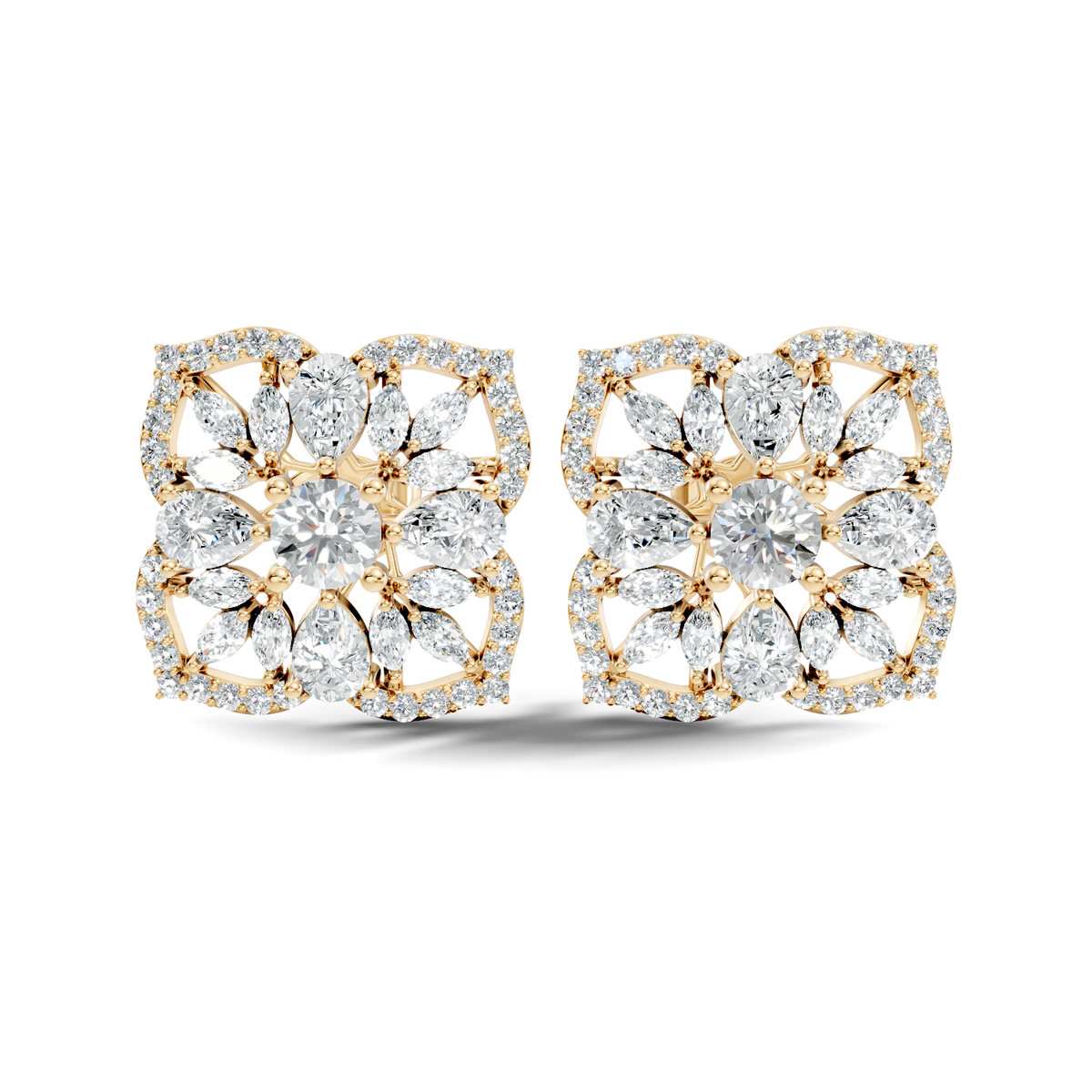 10k Solid Gold Pear, Round, Marquise Shape Lab grown Diamond Stunning Shinny Vintage Earring For Women - HIGHCARAT DIAMONDS