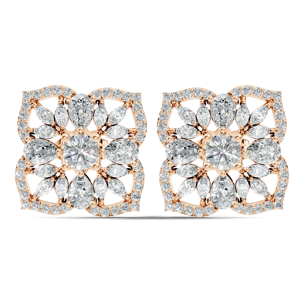 10k Solid Gold Pear, Round, Marquise Shape Lab grown Diamond Stunning Shinny Vintage Earring For Women - HIGHCARAT DIAMONDS