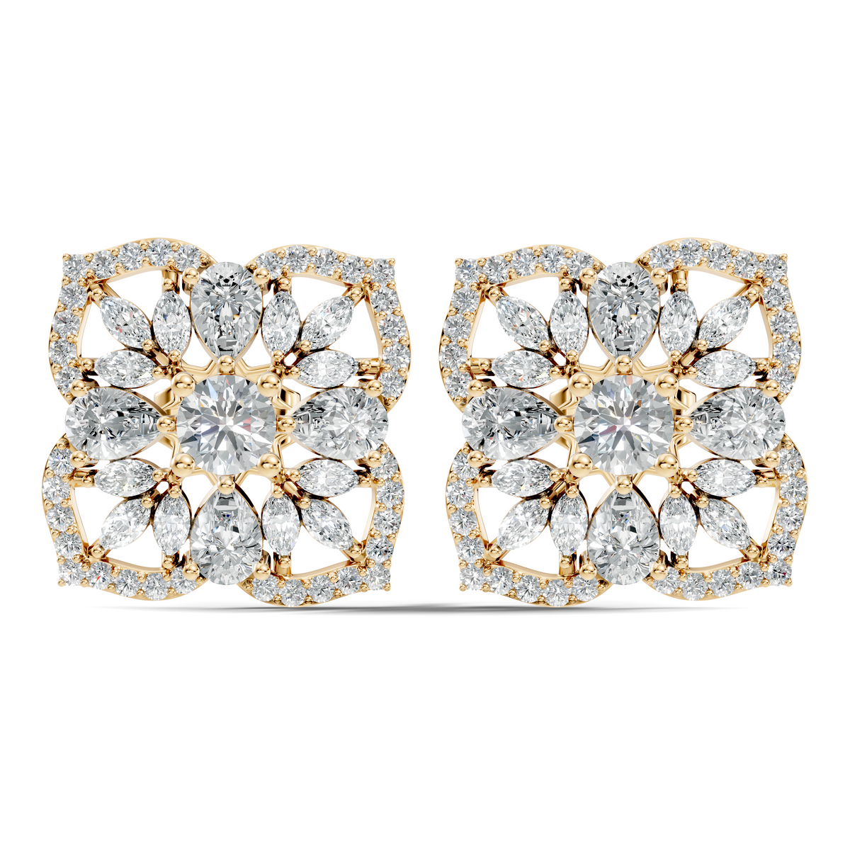 10k Solid Gold Pear, Round, Marquise Shape Lab grown Diamond Stunning Shinny Vintage Earring For Women - HIGHCARAT DIAMONDS
