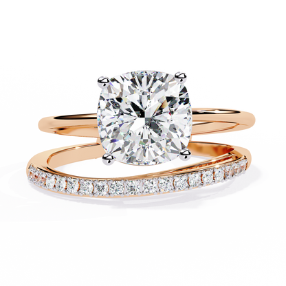 Solitaire 2.41Ct Cushion and Round Cut Diamond Elegant Channel Set Minimalist Classic Perfect Ring - HIGHCARAT DIAMONDS