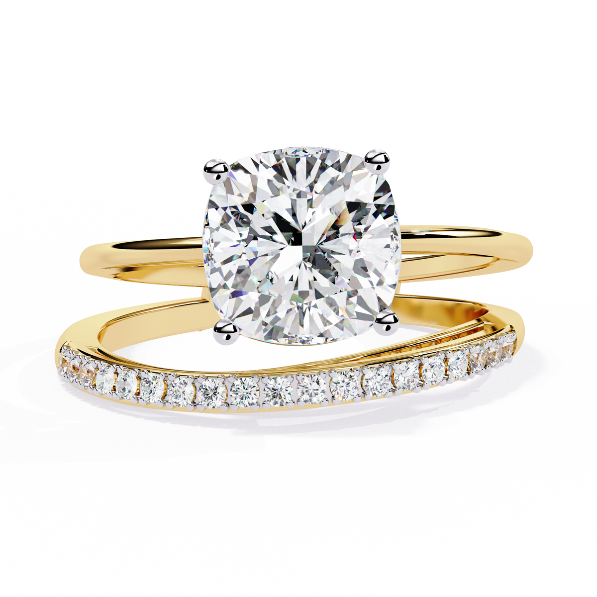 Solitaire 2.41Ct Cushion and Round Cut Diamond Elegant Channel Set Minimalist Classic Perfect Ring - HIGHCARAT DIAMONDS