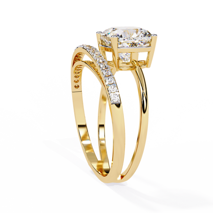 Solitaire 2.41Ct Cushion and Round Cut Diamond Elegant Channel Set Minimalist Classic Perfect Ring - HIGHCARAT DIAMONDS