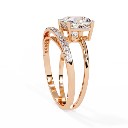 Solitaire 2.41Ct Cushion and Round Cut Diamond Elegant Channel Set Minimalist Classic Perfect Ring - HIGHCARAT DIAMONDS