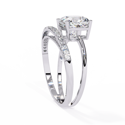 Solitaire 2.41Ct Cushion and Round Cut Diamond Elegant Channel Set Minimalist Classic Perfect Ring - HIGHCARAT DIAMONDS