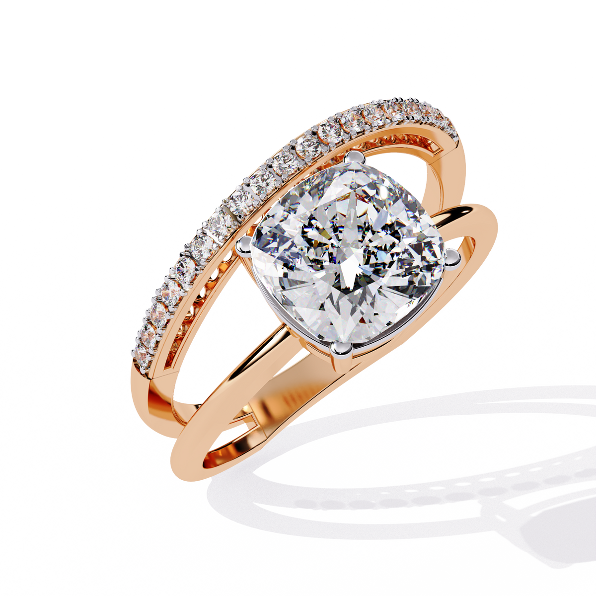 Solitaire 2.41Ct Cushion and Round Cut Diamond Elegant Channel Set Minimalist Classic Perfect Ring - HIGHCARAT DIAMONDS