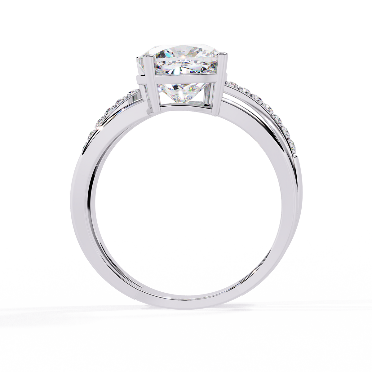 Solitaire 2.41Ct Cushion and Round Cut Diamond Elegant Channel Set Minimalist Classic Perfect Ring - HIGHCARAT DIAMONDS
