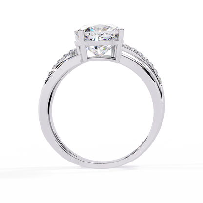 Solitaire 2.41Ct Cushion and Round Cut Diamond Elegant Channel Set Minimalist Classic Perfect Ring - HIGHCARAT DIAMONDS